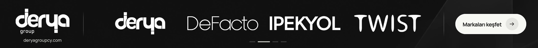 Derya, DeFacto, İpekyol ve Twist logolarını gösteren banner sahnesi