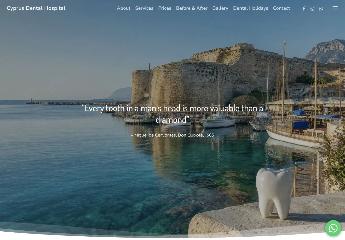 Cyprus Dental Hospital web sitesi ana sayfası