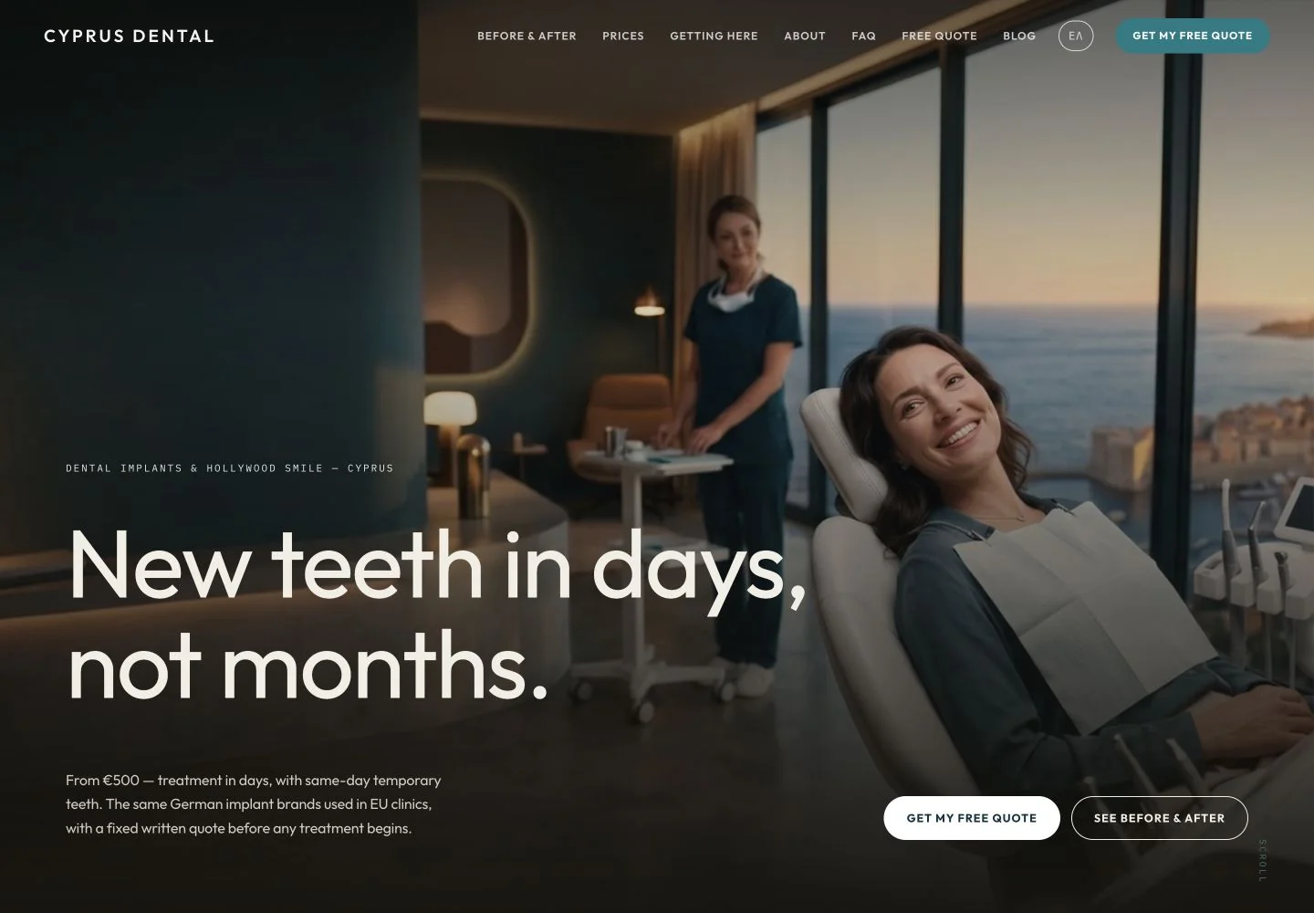 Cyprus Dental Implants web sitesi ana sayfası