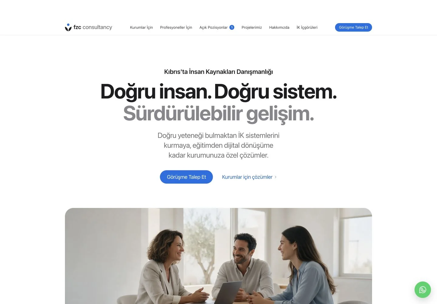 FZC Consultancy web sitesi ana sayfası