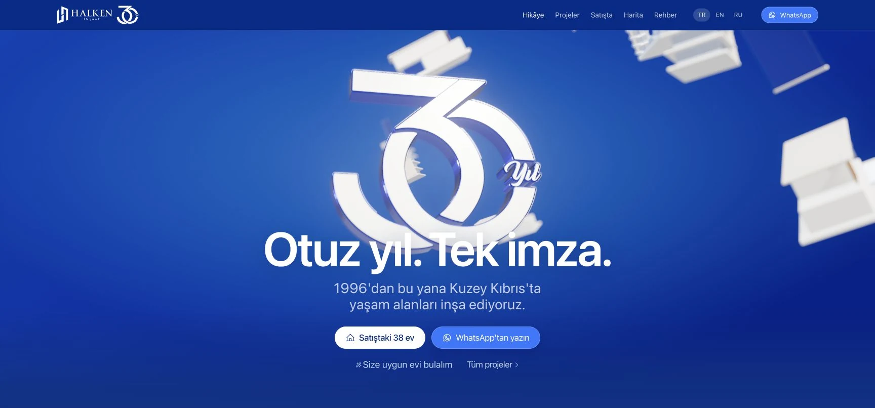 Halken İnşaat web sitesi ana sayfası
